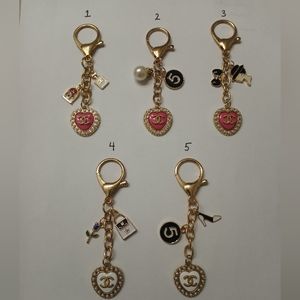 Luxury charm pearl heart button on an unbranded keych…